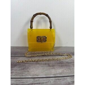 Mini Bamboo Handle Handbag In Clear High Quality PVC Crossbody bag Chain Strap